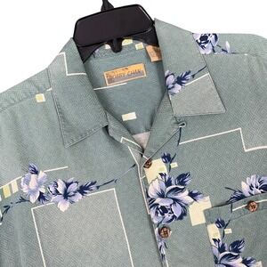 Bobby Chan Vintage Y2K Silk Shirt Men L Floral Pocket Resort Camp Resort Travel
